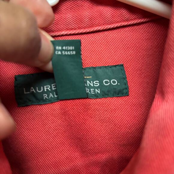 Lauren Ralph Lauren Red Denim Jacket Button Up Y2K Jean Streetwear Preppy Large - Picture 5 of 14